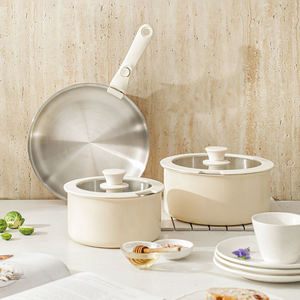5-Piece Ceramic Nonstick Kitchenware Set Oven Safe <strong>Induction</strong> Pots and Pans with Pot Handles 20/24 <strong>Saucepan</strong> and 28 Frying Pan - Product Image 2