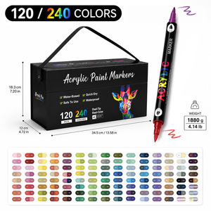 Hot Sale Kids Art Marker <b>Set</b> Dual Tip Two-Color Acrylic Brush Graffiti Marker Pen - Product Image 4
