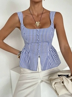 Personnalisé de haute qualité femmes décontracté été gilets personnalisable Sexy mignon rayé haut court