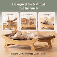 Lit grattoir pour chat avec hamac surélevé pour chats d'intérieur, coussin en sisal naturel remplaçable avec cadre en bambou antidérapant et stable