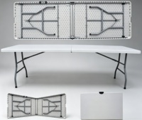 Table Pliante en Plastique de 8 Pieds, Vente en Gros Usine, Cadre Métallique Durable, Mobilier de Jardin Extérieur pour Parcs, Mariages, Événements, Fêtes - Prix Abordable