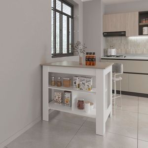 Isla de cocina y carrito de Ada marrón/blanco para la configuración de su cocina - Product Image 1