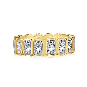 925 plata esterlina circón joyería eternidad banda diamante compromiso boda anillo apilable 18K chapado en oro anillos joyería Mujer