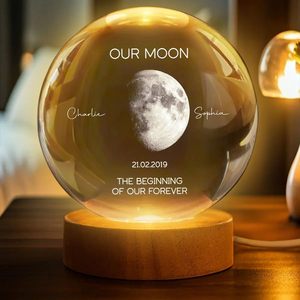 Bola de Cristal Personalizada con <span class=keywords><strong>Luz</strong></span> LED, Regalo Romántico para San Valentín, Aniversario de Pareja, con Fecha y Luna - Product Image 2
