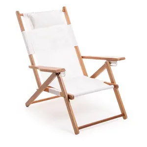 Best height adjustable folded wooden canvas beach reclining chair