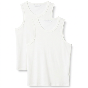 Débardeurs côtelés personnalisés avec logo, en coton, coupe ajustée, élastiques, pour hommes, grandes tailles, séchage rapide, pour entraînement musculaire - Product Image 1