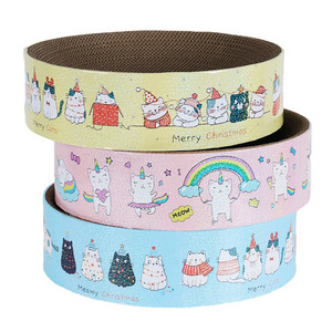 Rascador Redondo para Gatos, Azul, Rosa, Amarillo, Cartón Corrugado de Alta Densidad, Juguete Duradero para Gatos de Navidad - Product Image 3