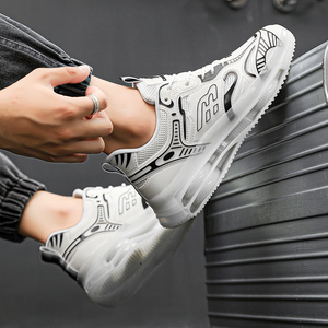 Chaussures de sport pour hommes, toutes saisons, athlétiques, coupe basse, design élégant à lacets, doublure en tissu respirant, couleur unie, antidérapantes - Product Image 6