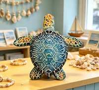 Sculpture de tortue de mer en résine personnalisée, figurine de tortue peinte à la main multicolore, décoration de table nautique, souvenir touristique