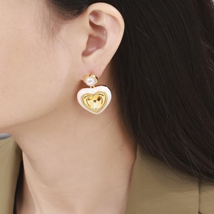 18K Trendy Fashion Love-Shape Hypoallergenic Brass <b>Earrings</b> High Quality <b>Crystal</b> Jewelry Diamonds Zircons for Women for Weddings - Product Image 4
