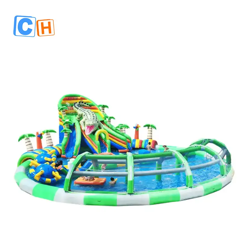 बिक्री के लिए विशाल inflatable वाटर पार्क बाधा कोर्स, वयस्क पानी स्लाइड स्विमिंग पूल के साथ inflatable