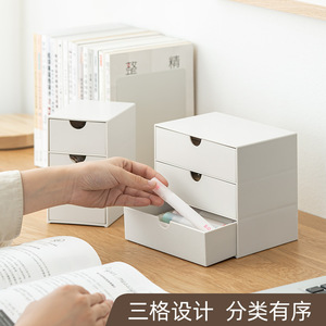 <b>Plastic</b> Storage <b>Drawer</b> Organizer 3 Tier Desktop Box With Lid And Compartments <b>Stackable</b> Office Organizer - Product Image 3