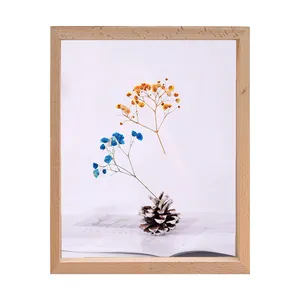 6x8 Floating Frame Beech Wood Double Glass Float Picture Frame Display for Photos Plant Petal Specimens
