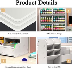 Moderno PVC blanco escritorio ordenado Caddy DIY portalápices organizador de bolígrafos cajón Oficina papelería organizador de escritorio para la escuela en casa - Product Image 5