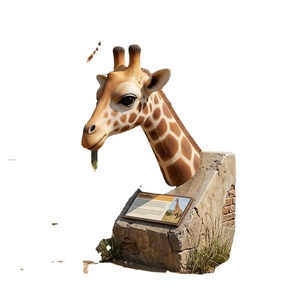 Escultura de Pared de Cabeza de Jirafa Realista de Tamaño Natural, Estatua de Animal de Resina de Fibra de Vidrio para Zoológico, Parque Safari - Product Image 1
