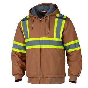 OSHA高能见度重型羊毛冬季安全连帽衫可定制棉帆布防水棕色连帽衫带标志支撑 - Product Image 1