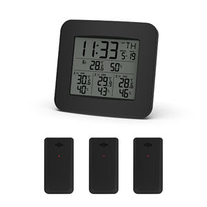 Thermomètre intérieur/extérieur numérique radiocommandé avec affichage de l'heure Trois capteurs pour utilisation en entrepôt domestique Fabriqué en plastique durable - Product Image 2