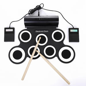 Kids Electronic Drum Practice Pad Kit Tragbare Roll-Up-Trommel maschine mit 2 Fuß pedalen Elektrisches Trommel set mit eingebautem Lautsprecher - Product Image 3
