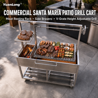 Barbecue extérieur en acier inoxydable de style Santa Maria, robuste, au charbon de bois, avec volant manuel
