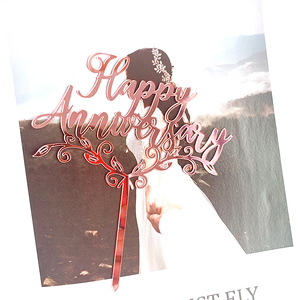 ท็อปเปอร์เค้กอะคริลิค น้ำผึ้งและความหวาน สุขสันต์วันครบรอบ ตกแต่งเค้กสีโรสโกลด์และสีเงิน สำหรับวันวาเลนไทน์และเทศกาลฉีซี - Product Image 3