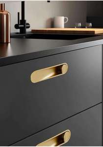 มือจับและลูกบิดแบบฝังสำหรับห้องครัวสไตล์มินิมอล สีเทาเพิร์ลทรงสี่เหลี่ยม อุปกรณ์ตกแต่งเฟอร์นิเจอร์ตู้แบบซ่อน - Product Image 2