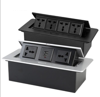 Multiprise escamotable en alliage de zinc OEM avec ports USB, port réseau et prises CA générales pour tables de conférence