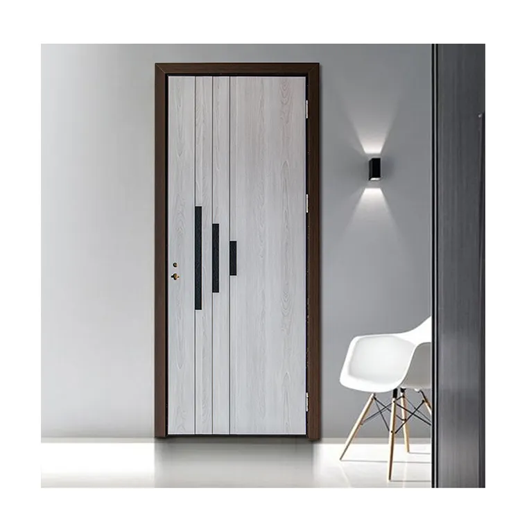 2021 नई डिजाइन Puerta De Madera MDF पीवीसी फ्लश दरवाजा इंटीरियर लकड़ी के दरवाजे