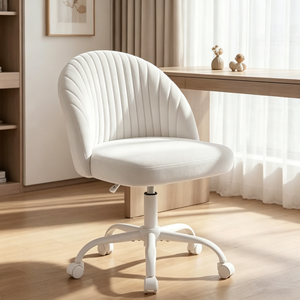 Silla de Oficina Giratoria Tapizada en Terciopelo con Respaldo Envolvente y Marco Blanco para Oficina en Casa, Trabajo <span class=keywords><strong>Remoto</strong></span> y <span class=keywords><strong>Escritorio</strong></span> de Computadora - Product Image 1