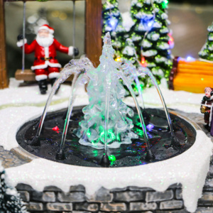 Fuente de Agua Navideña con Luz, Caja Musical Clásica, Adorno Giratorio de Búho, Fuente de Resina con Santa en Columpio para Interiores - Product Image 3