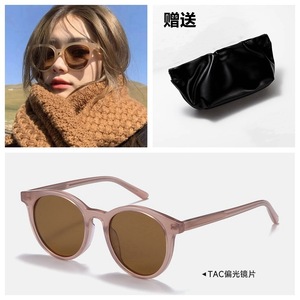 Gafas de sol polarizadas redondas con montura blanca para mujer, protección solar UV400 antideslumbrante, a la moda, para adultos - Product Image 2