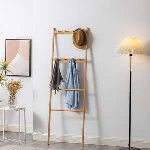 Bamboo Floor Standing <b>Clothes</b> <b>Rack</b> 43.5x170 Cm Modern Minimalist Design For Bedroom Storage Holders - Product Image 2