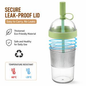 Vaso de Café Portátil de 540 ml con Pajita, Vaso de Gran Capacidad para Café Helado, Té con Leche, Jugo y Agua, para Viajes al Aire Libre, Oficina y Uso Diario - Product Image 2