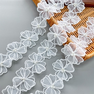 Patch in organza con motivo floreale a pois, ricamo in pizzo alla moda, pantaloni con fori, accessori per borse, tessuto rotondo - Product Image 1