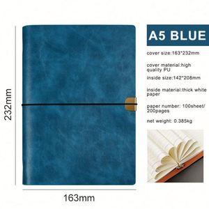 Carnet à spirales 6 anneaux en cuir PU avec impression de logo personnalisé et cordon élastique - Product Image 2