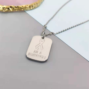 Kalung liontin persegi panjang mini minimalis berlapis emas 18k, polos, dapat diukir pesan/nama pribadi, untuk wanita - Product Image 5