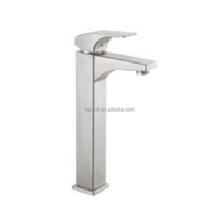 Robinet mitigeur de salle de bain monocommande en acier inoxydable à montage sur plan, avec levier, filetage pour tuyau/conduit, eau chaude et froide, cartouche céramique
