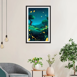 Lucioles et forêts peinture mur Art haute définition impression paysage toile peinture avec cadre intérieur pour la décoration intérieure - Product Image 2
