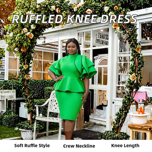 เดรสลำลองสำหรับผู้หญิง ผ้าชีฟองคอตตอน แต่งระบายเป็นชั้นๆ ทรงโอเวอร์ไซส์ คอทรงโอ ชายกระโปรงระบาย  ความยาวระดับเข่า เหมาะสำหรับงานปาร์ตี้ ฤดูใบไม้ผลิและฤดูใบไม้ร่วง - Product Image 2