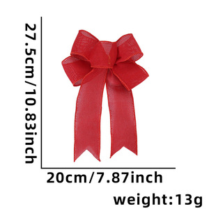 Décorations de Noël : Grands nœuds en ruban de velours rouge de 10 et 12 pouces avec fil métallique pour sapin de Noël, couronne, cadeau, fêtes, vente en gros - Product Image 6