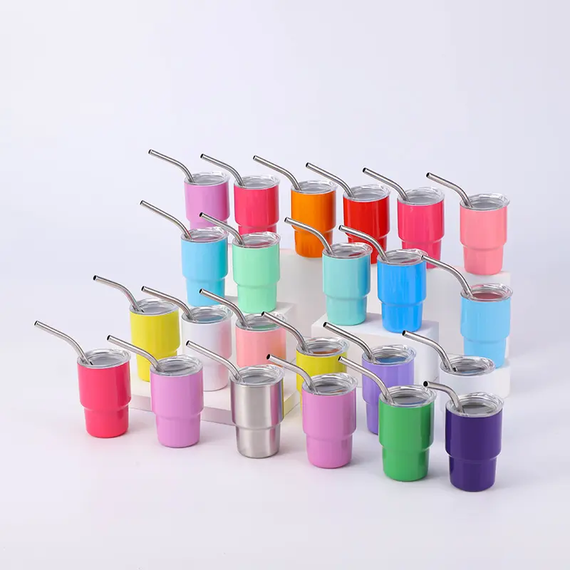 2OZ 4OZ 6OZ Mini Spirits Tumbler Cup Stainless Steel Insulation Cold Small Wine Coffee Tumbler Shot Glass with Straw