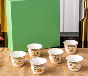 Vintage Ceramic Bone China <b>Tea</b> <b>Cups</b> <b>Set</b> 180ml Lemon Design Simple Luxurious Durable Reusable Dishwasher Safe Business Gift - Product Image 2
