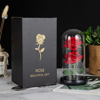 Rose éternelle fleur artificielle dôme en verre avec LED cadeau romantique pour femme femme petite amie pour la saint-valentin fête des mères