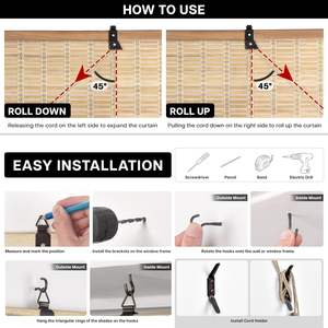 Abat-jour roller moderne en <span class=keywords><strong>bambou</strong></span> imperméable <span class=keywords><strong>pour</strong></span> l'extérieur avec une technique simple de protection ignifuge et anti-UV <span class=keywords><strong>pour</strong></span> patio extérieur - Product Image 5