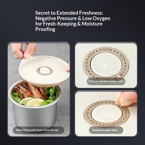 Recipientes Redondos de Acero Inoxidable para Almacenamiento de Alimentos con Tapa Ventilada, Múltiples Tamaños, Cajas Metálicas Herméticas para Preparación de Comidas - Product Image 2