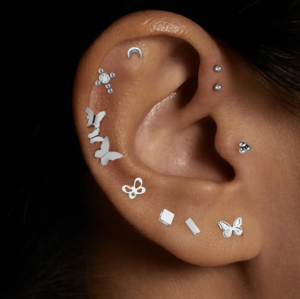 एस्टम f136 g23 टाइटेनियम भेदी गहने पत्ती तितली क्रॉस लैरेट हेलिक्स भेदी आंतरिक थ्रेड फ्लैट बैक स्टड - Product Image 5