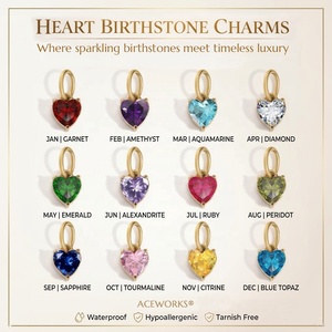 Eternal Heart Birthstone Charm | 18K PVD Gold Plated Stainless Steel Zircon Pendants | Waterproof, Hypoallergenic & Tarnish Free - Product Image 1
