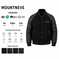 Blouson universitaire personnalisé pour homme en cuir et laine, avec boutons-pression, col et poignets côtelés, style baseball, streetwear, patchwork