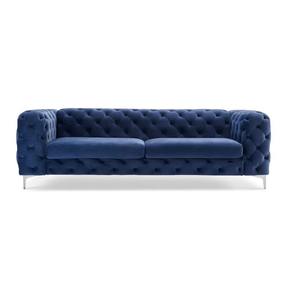 Juego de sofás de terciopelo con mechones azules, muebles de sala de estar modernos, sofás seccionales de tamaño completo con almohadas y mesa de centro - Product Image 5