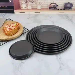Sartenes antiadherentes de acero al carbono para hornear pizza, bandeja redonda para pizza, gran oferta