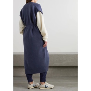 Luxurious and Cozy Color <strong>Navy</strong> Drawstring Decorate Design Casual Cashmere Sweater Long Cashmere <strong>Cardigan</strong> for Women - Product Image 2